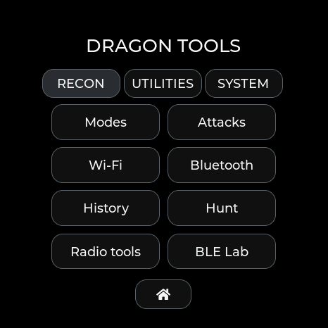 Black and silver themed tools menu