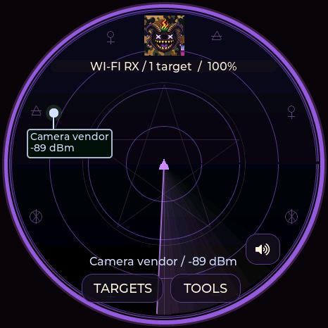 Baph0Mau5 radar, actual Waveshare firmware render