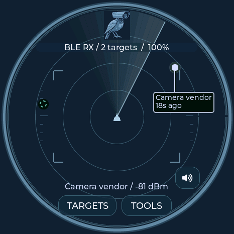 DeFlock navy and steel-blue viewfinder radar