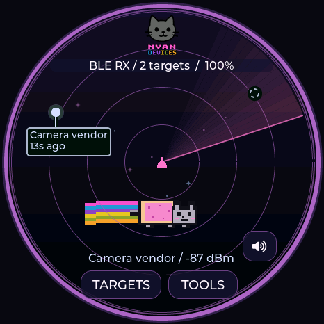 Nyan Devices radar, actual Waveshare firmware render