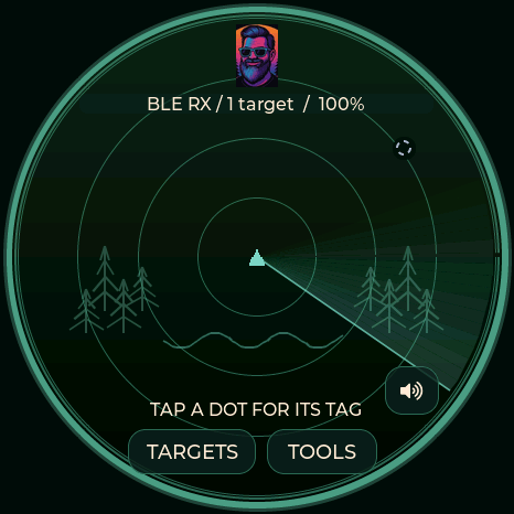 Talking Sasquach radar, actual Waveshare firmware render