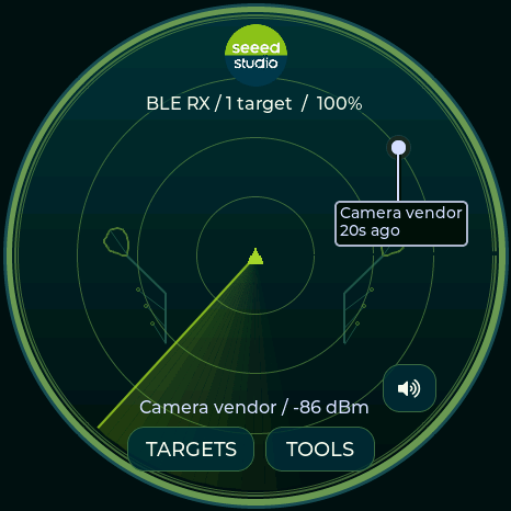 Seeed Studio deep teal radar with lime sweep