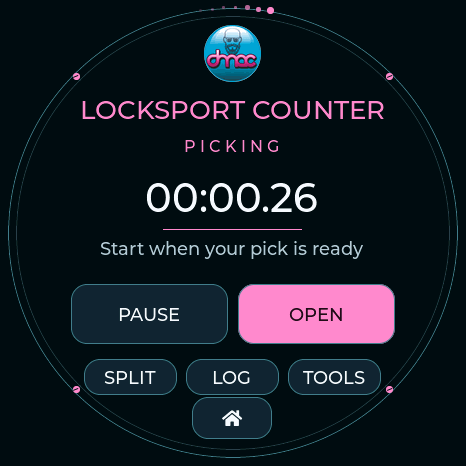 DMAC · Locksport Counter timing screen, actual Waveshare firmware render