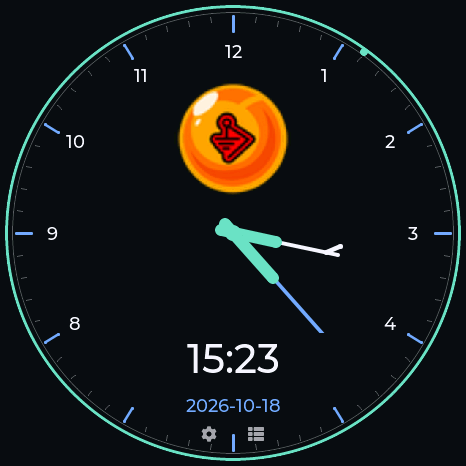 Personal logo clock made with the custom theme creator