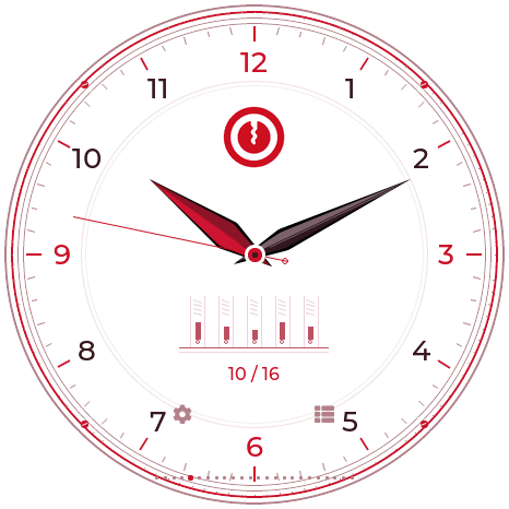 TOOOL · white and red analog, actual Waveshare firmware render